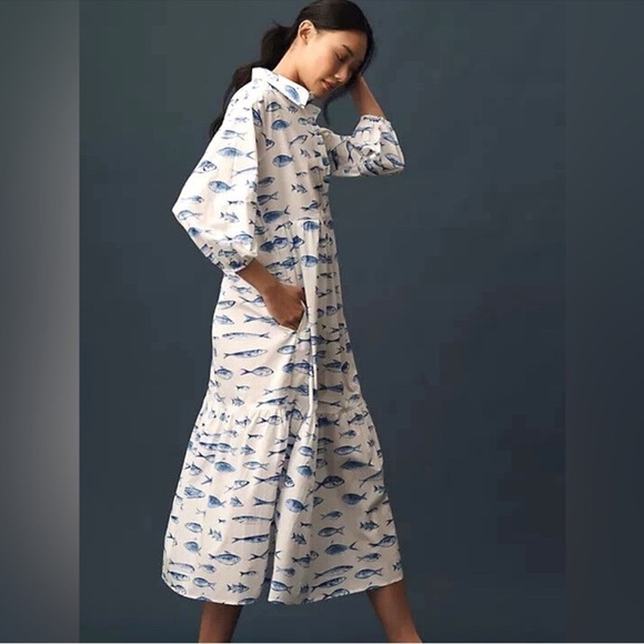 Maeve Bettina Tiered Shirt Dress – Size Small 100% cotton. A few faint stains - Picture 2 of 15